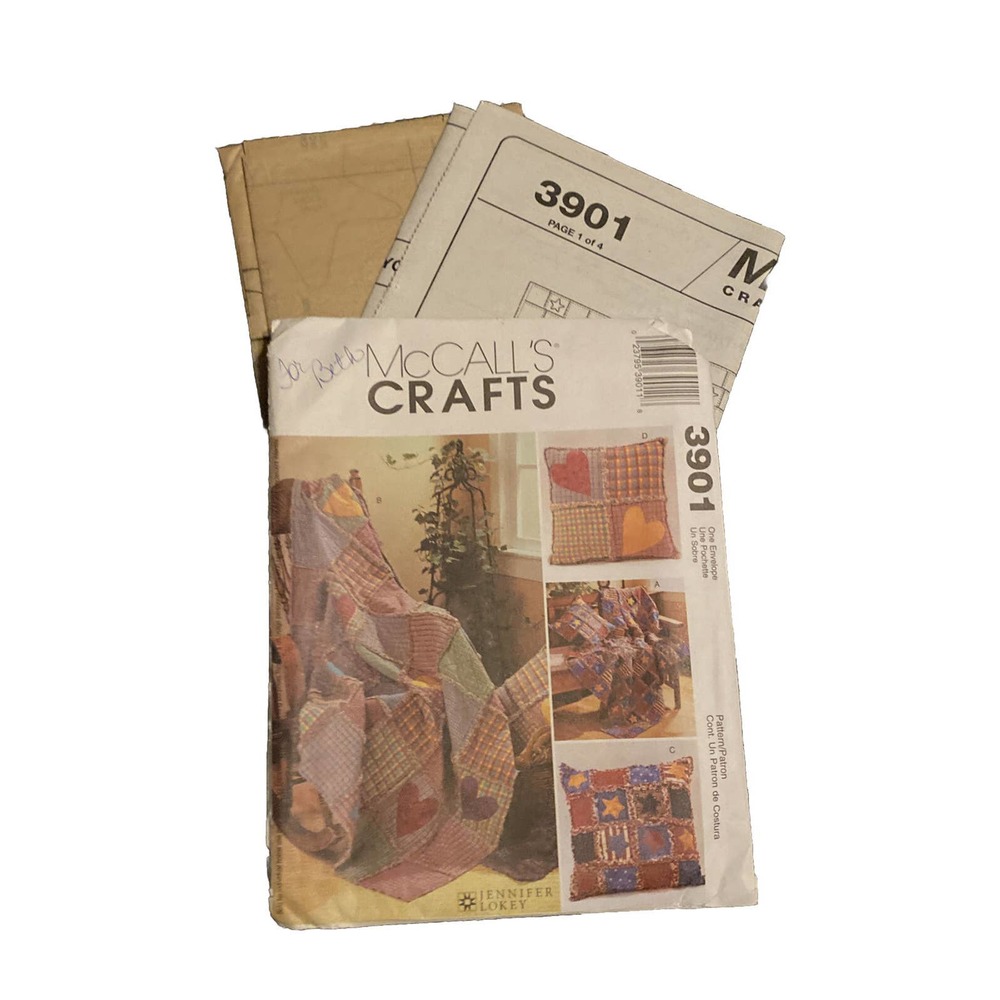 McCall's 3901 Crafts Sewing Pattern 3901 for Throws and Pillows UNCUT NEW